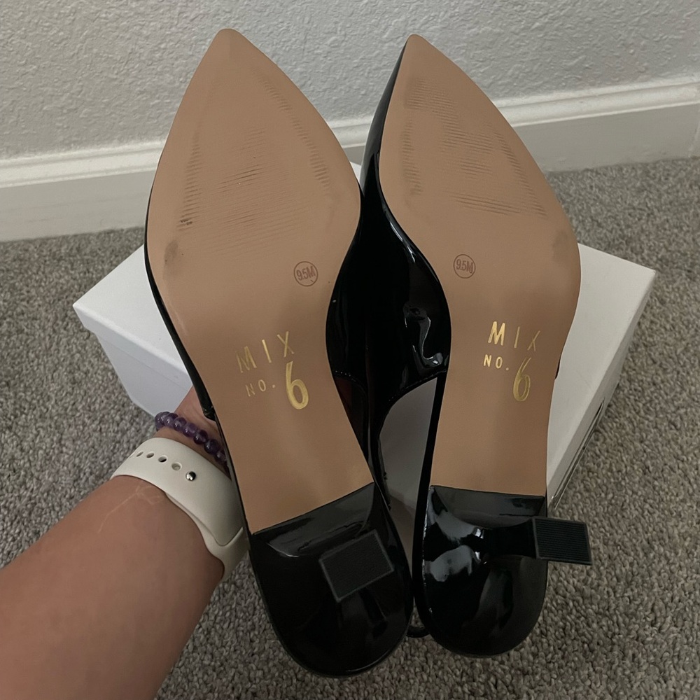 NWOT Glossy Slingback Heels | Black - Picture 6 of 6